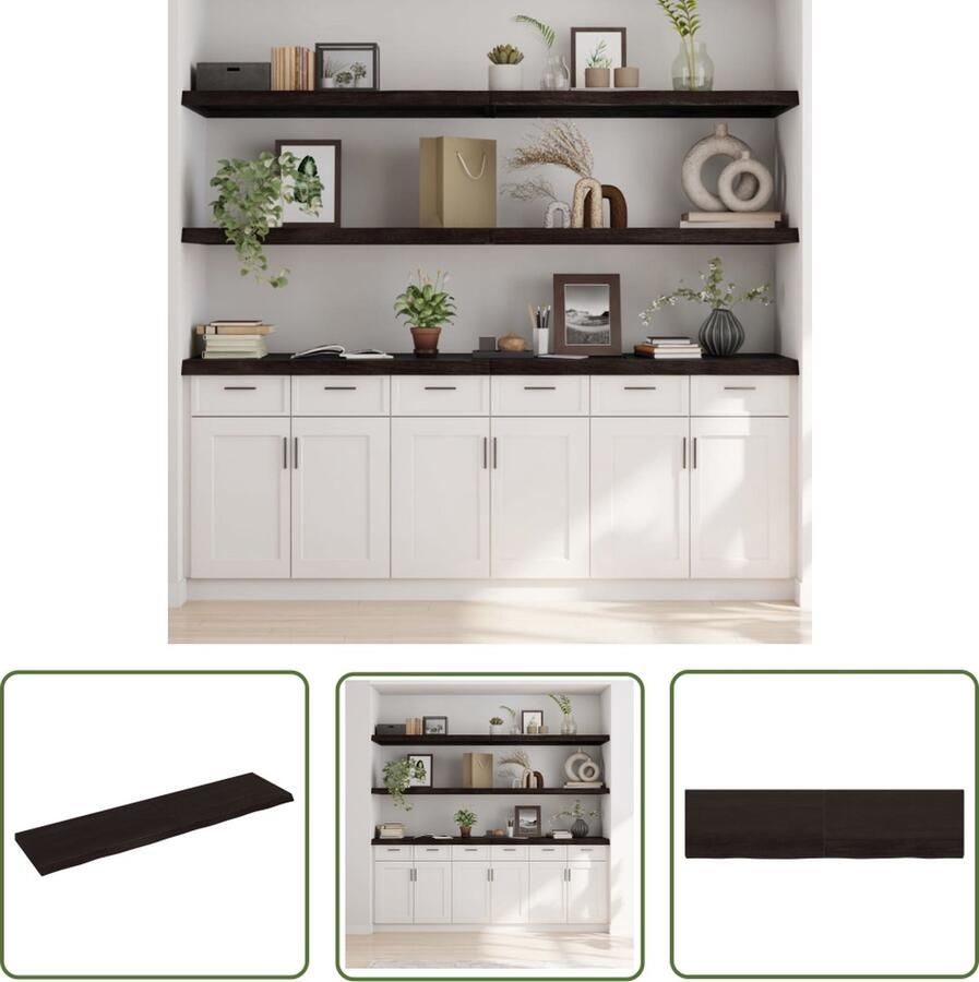 The Living Store Wandschap behandeld massief eikenhout donkerbruin Wandplank Eikenhout Plank Vintage Wandplank Ruime Wandplank Muurplank