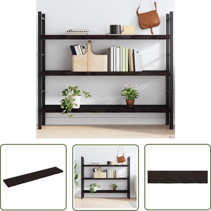 The Living Store Wandschap behandeld massief eikenhout donkerbruin Wandplank Houten Plank Eikenhouten Wandplank Ruime Wandplank Vintage Wandplank