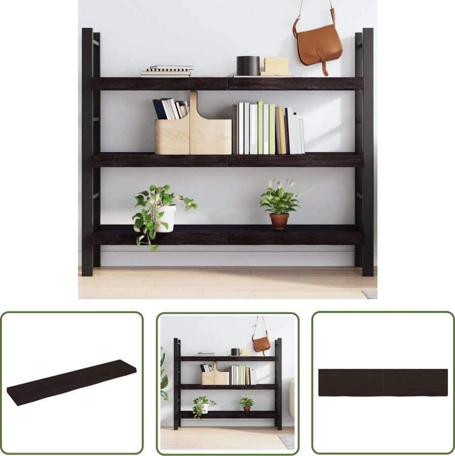 The Living Store Wandschap behandeld massief eikenhout donkerbruin Wandplank Houten Plank Eikenhouten Wandplank Vintage Wandplank Industriële Wandplank