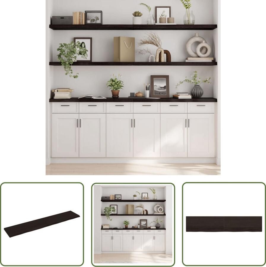 The Living Store Wandschap behandeld massief eikenhout donkerbruin Wandplanken Houten Wandplank Eikenhouten Wandplank Vintage Wandplank Rustic Wandplank