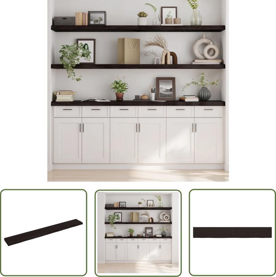 The Living Store Wandschap behandeld massief eikenhout donkerbruin Wandplanken Houten Wandplank Eikenhouten Wandplank Vintage Wandplank Industriële Wandplank