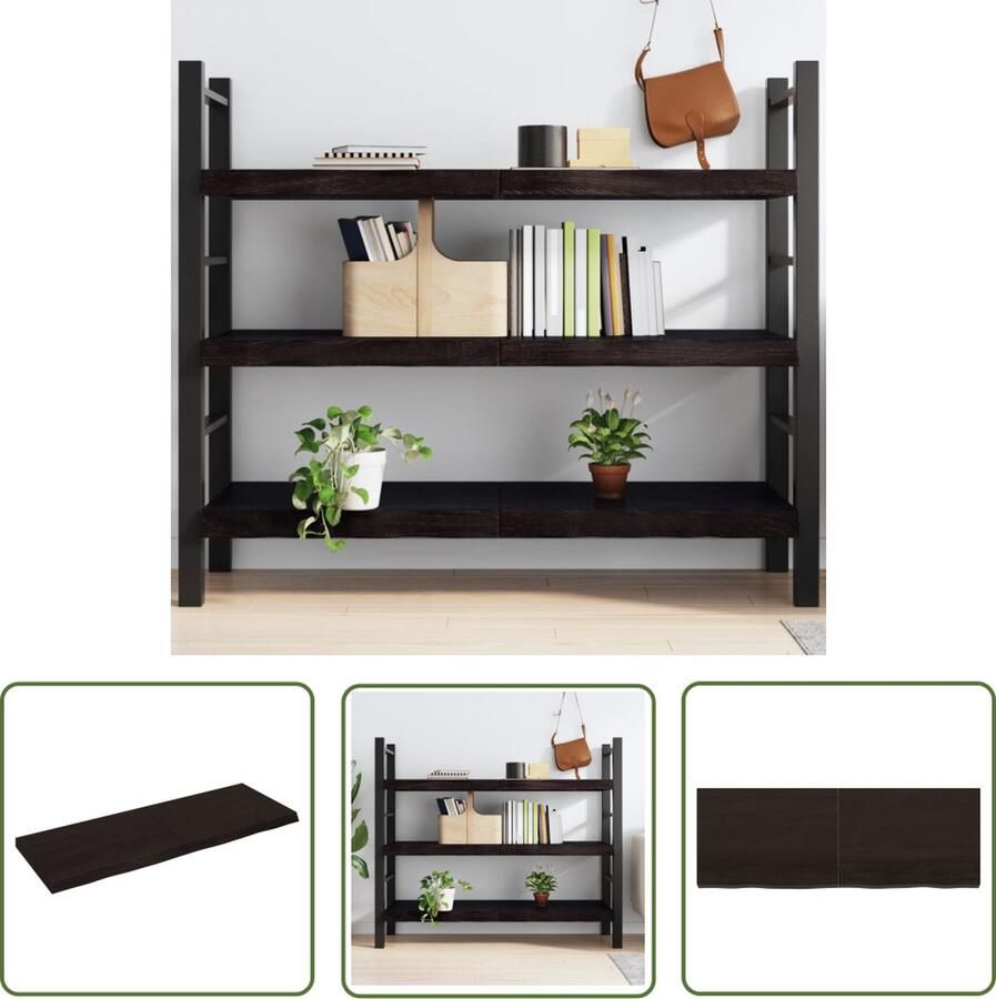 VidaXL Wandschap behandeld massief eikenhout donkerbruin Massief Houten Wandschap Eikenhouten Wandrek Vintage Wandschap Rustic Wanddecoratie Opbergwand