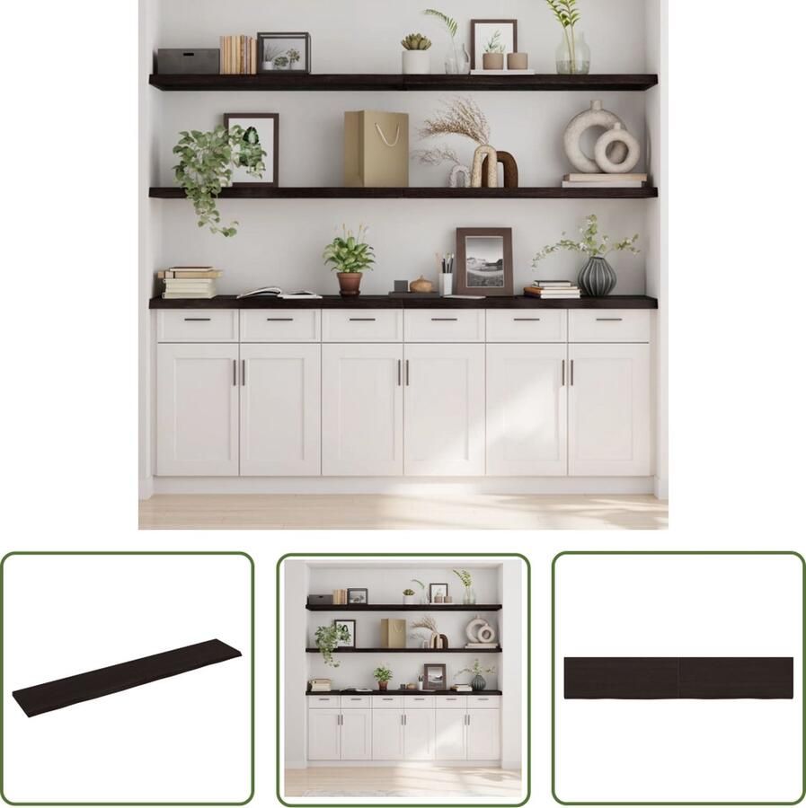 The Living Store Wandschap behandeld massief eikenhout donkerbruin Wandplankje Houten Plank Eikenhouten Wandplank Vintage Wandplank Rustic Wandplank
