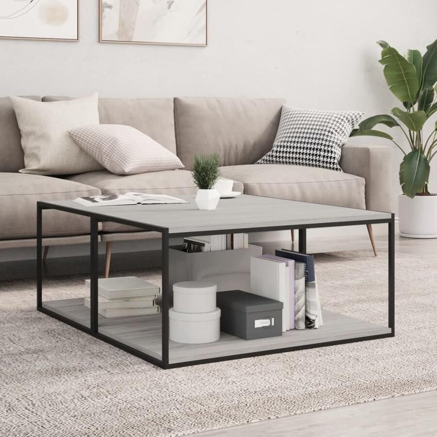 The Living Store Wandschappen 4 st 80x50x1 5 cm bewerkt hout grijs sonoma eiken Zwevende Wandkast Wandplanken Houten Wanddecoratie Bergruimte Opslagwand