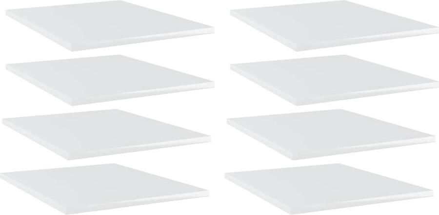 The Living Store Wandschappen 8 st 40x50x1 5 cm bewerkt hout hoogglans wit Wandplanken Opbergruimte Houten Planken Badkamer Accessoires Livingaccessoires
