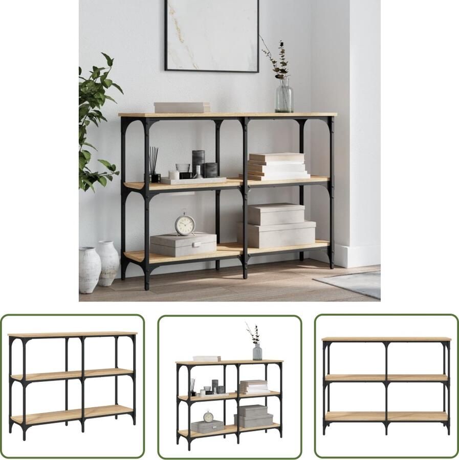 The Living Store Wandtafel Sonoma Eiken Haltafel 100x29x75 cm Verstelbare Poten Metalen Frame Wandtafel Eikenhouten Tafel Salontafel Entreetafel Bergruimte