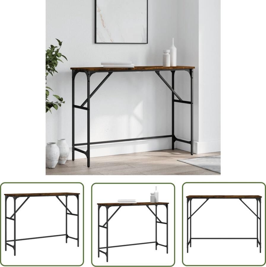 The Living Store Wandtafel Trendy Haltafel Afmetingen- 100 x 32 x 75 cm Kleur- Gerookt eiken Ken- Duurzaam en verstelbare poten Wandtafel Haltafel Consoletafel Trendylevering Houten Tafellaar
