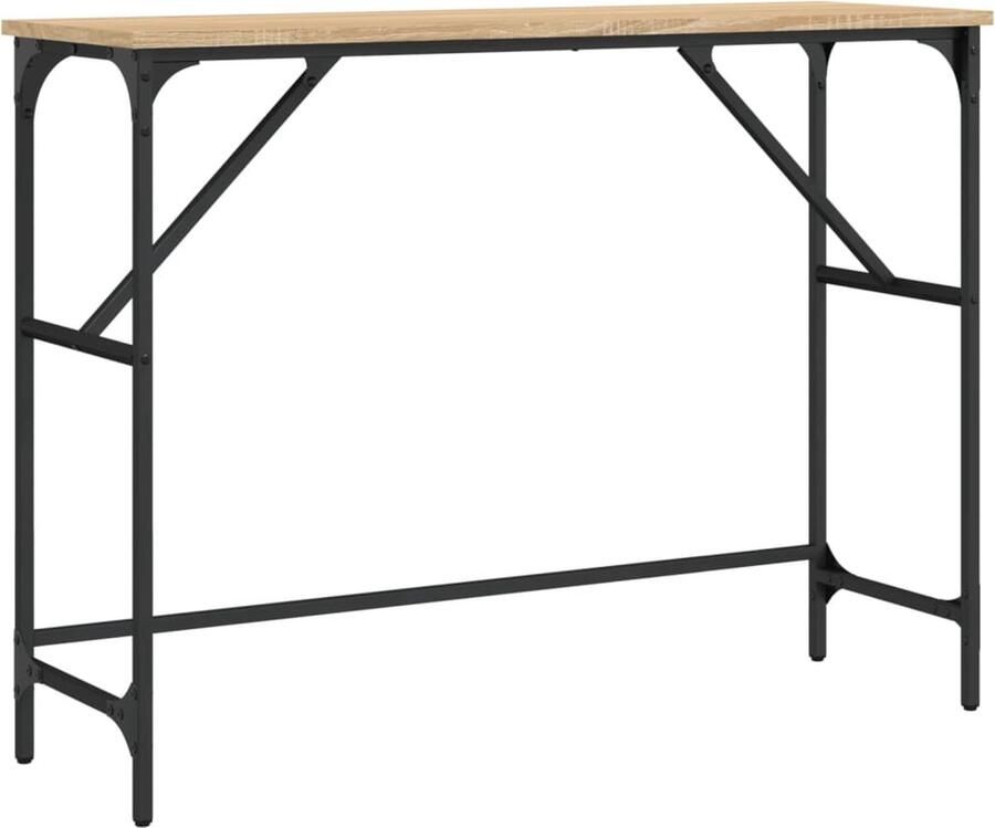 The Living Store Wandtafel 100x32x75 cm bewerkt hout sonoma eikenkleurig Wandtafel Console Tafel Bijzet Tafeltje Houten Tafel Industrieel Design