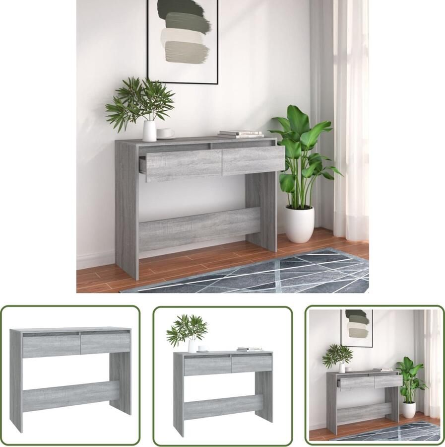 The Living Store Wandtafel 100x35x76 5 cm bewerkt hout grijs sonoma eikenkleurig Consoletafel Haltafel Wandtafel Grijze Tafel Houten Tafel