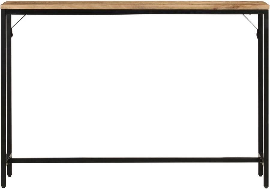 The Living Store Wandtafel 110x30x75 cm massief ruw mangohout en ijzer Bijzettafel Mangohout Industrieel Salontafels Woonaccessoires