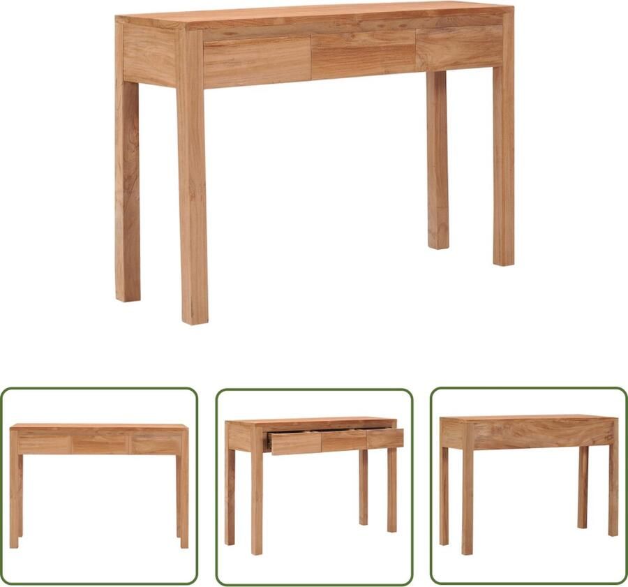 The Living Store Wandtafeltje Koloniale Stijl 110 x 35 x 75 cm Massief Teakhout Met 3 Lades Wandtafel Teak Houten Tafel Salontafel Bijzetkast Vintage Kast - Foto 2