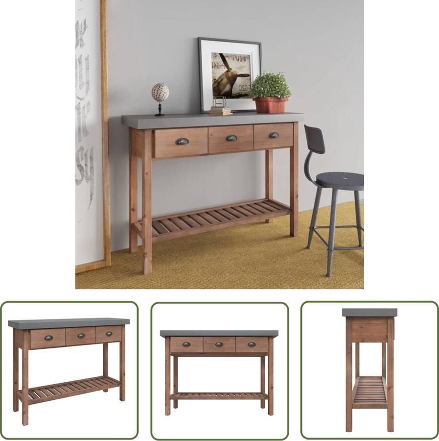 The Living Store Wandtafel Hout IJzer 110 x 35 x 80 cm 3 laden Schap Wandtafel Salontafel Bijzettafel Houten Tafel Metalen Tafel - Foto 2
