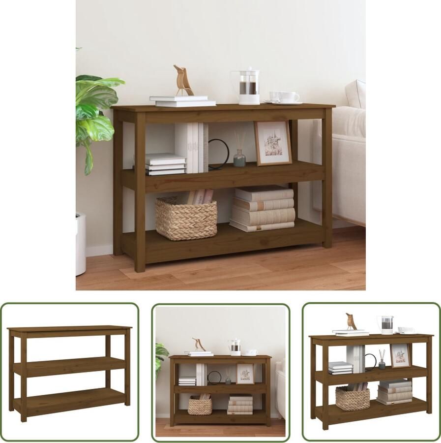 The Living Store Wandtafel Grenenhout Klassiek 110x40x74 cm Honingbruin Wandtafel Grenenhout Salontafel Bijzettafel Vintage - Foto 2