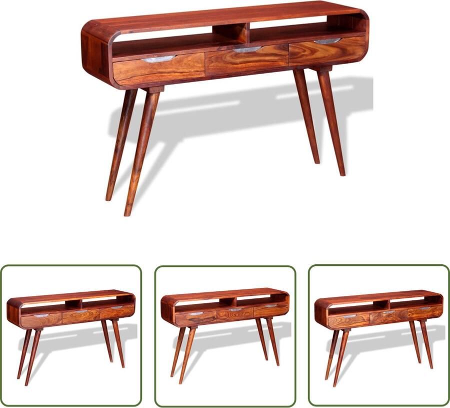The Living Store Massief Sheeshamhout Wandtafel 120 x 30 x 75 cm Bruin Wandtafel Salontafel Bijzettafel Sheeshamhouten Meubilair Bruine Tafel