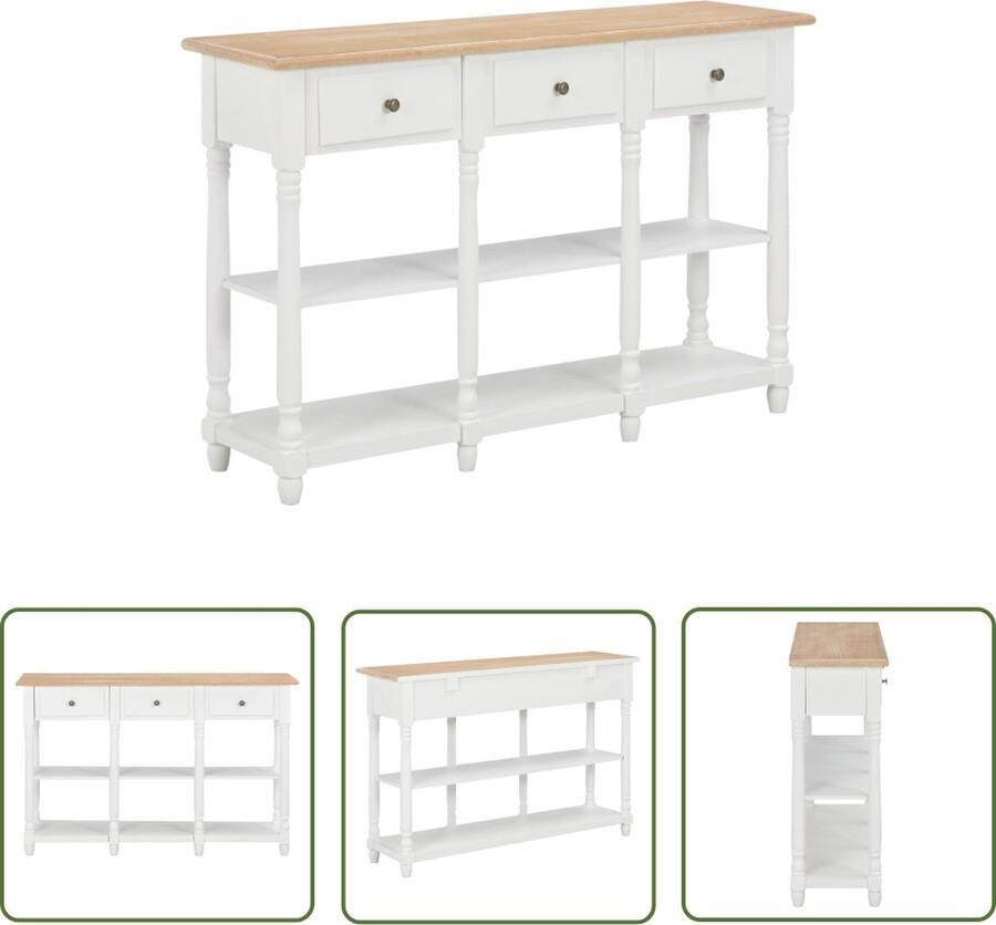 The Living Store Klassieke wandtafel 120 x 30 x 76 cm MDF en massief grenen Wandtafel Klassiek Salontafel Bijzet Tafeltje Houten Meubilair