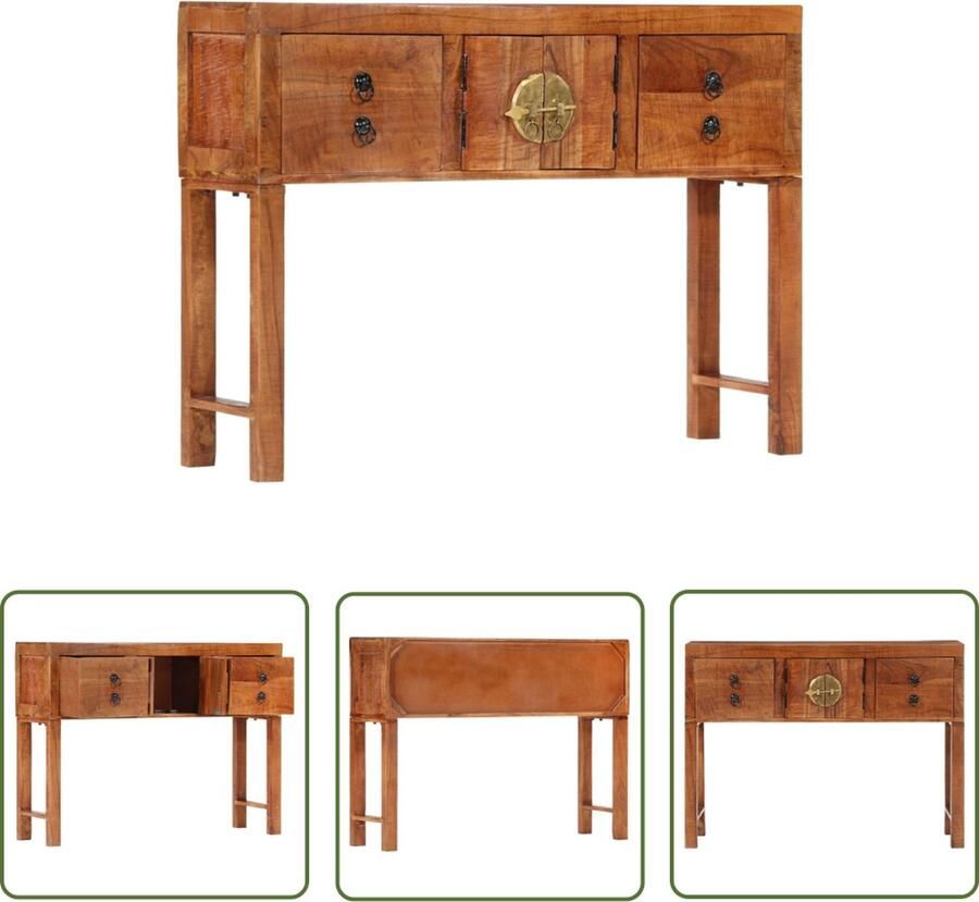 The Living Store Wandtafel Acacia 120 x 32 x 80 cm Duurzaam materiaal Voldoende opbergruimte Wandtafel Acacia Houtsoort Vintage Kastje Entree Tafeltje Opbergkast