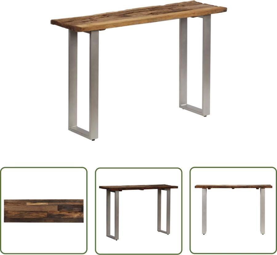 The Living Store Consoletafel Rustiek Gerecycled Hout 120 x 35 x 76 cm Consoletafel Rustic Vintage Industriele Stijl Houten Tafel - Foto 2