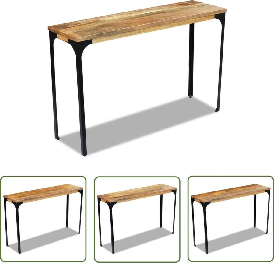 The Living Store Wandtafel Villarosa Hout 120x35x76 cm Handgemaakt Mangohout Stalen frame Wandtafel Mangohout Salontafel Bijzettafel Consoletafel - Foto 2