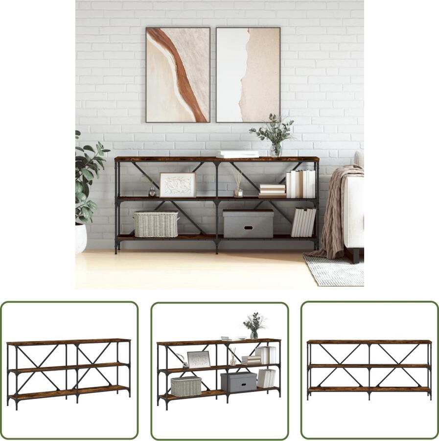 The Living Store Wandtafel Gerookt Eiken 160 x 30 x 75 cm Duurzaam Houten Tafelblad Wandtafel Houten Tafel Bijzettafel Entreetafel Livingtafel