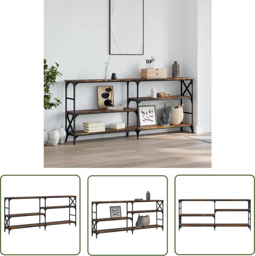 The Living Store Wandtafel Elegantie Haltafel 180 x 29 x 76.5 cm Gerookt eiken Wandtafel Haltafel Consoletafel Houten Tafel Bruine Tafel