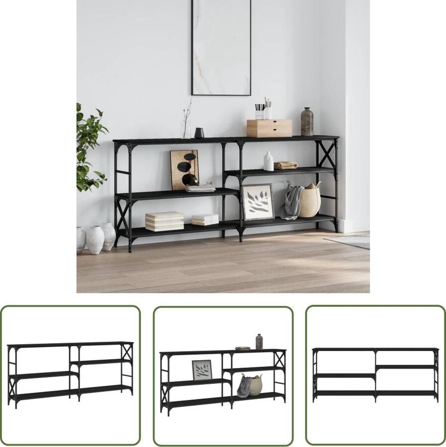 The Living Store Wandtafel geen informatie geen informatie Afmetingen- 180 x 29 x 76.5 cm Kleur- Zwart Wandtafel Consoletafel Haltafel Bijzetkast Opbergmeubel