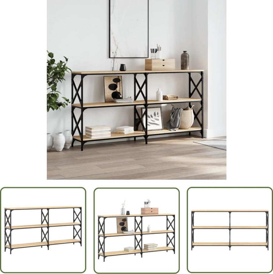 The Living Store Wandtafel 200x28x80 5 cm bewerkt hout sonoma eikenkleurig Wandtafel Eikenhouten Tafel Consoletafel Entreetafel Livingroomtafel