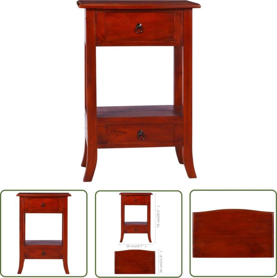 The Living Store Wandtafel 50x30x75 cm massief mahoniehout klassiek bruin Wandtafel Salontafel Bijzetkast Mahoniet Vintage