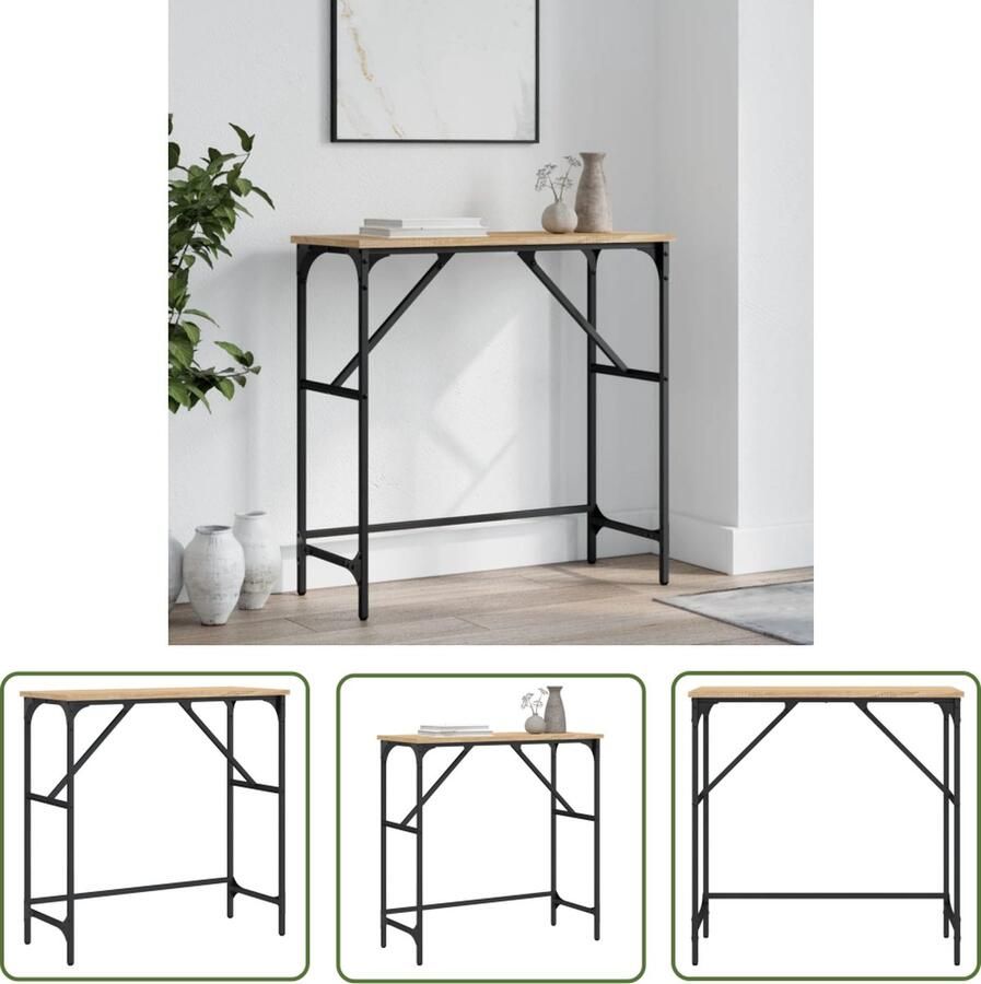 The Living Store Wandtafel Industrieel Sonoma Eiken 75 x 32 x 75 cm Verstelbare Poten Wandtafel Industrieel Design Houten Tafel Bijzettafel Salontafel