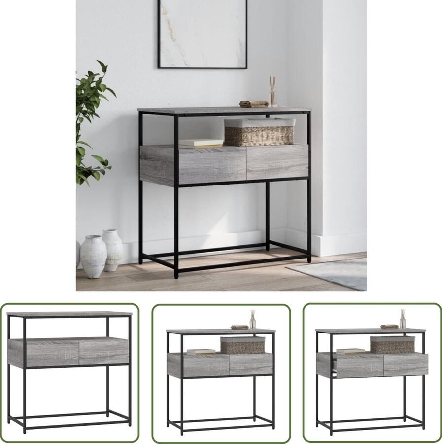 The Living Store Wandtafel IndustriÃle Stijl 75 x 40 x 75 cm Grijs Sonoma Eiken Wandtafel Industrieel Design Houten Tafel Grijze Tafel Consoletafel