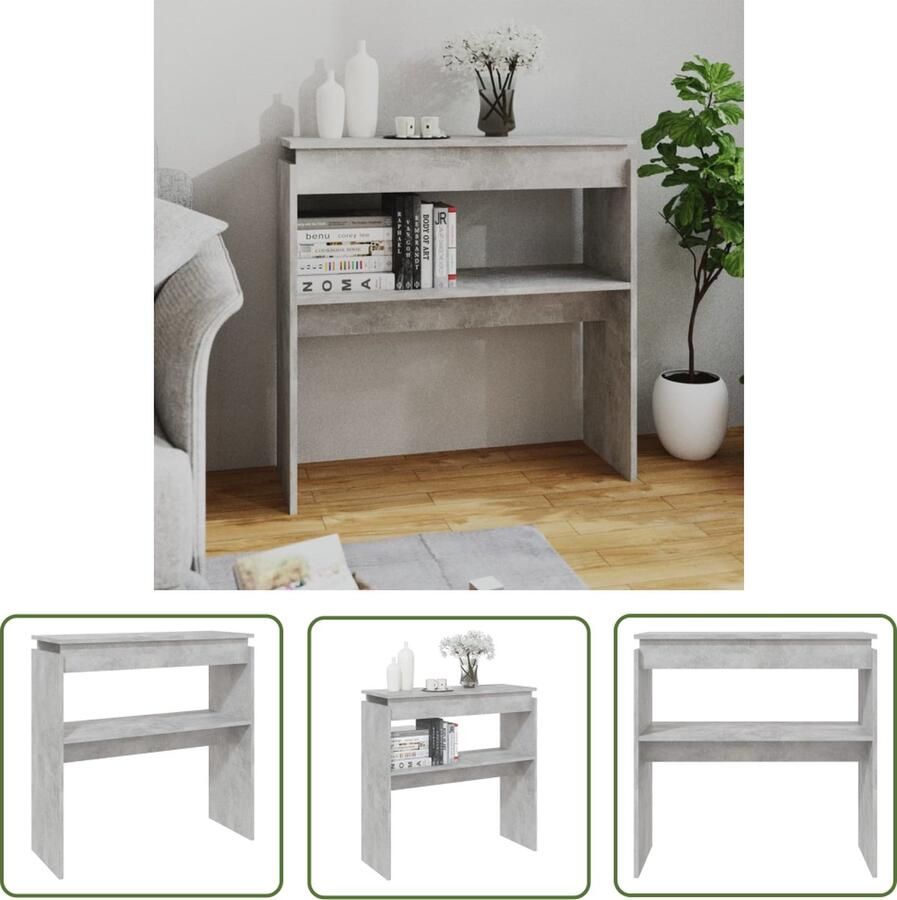 The Living Store Consoletafel Betongrijs 80 x 30 x 80 cm Montage vereist Consoletafel Bijzettafel Wandtafel Houten Tafel Grijze Tafel - Foto 2