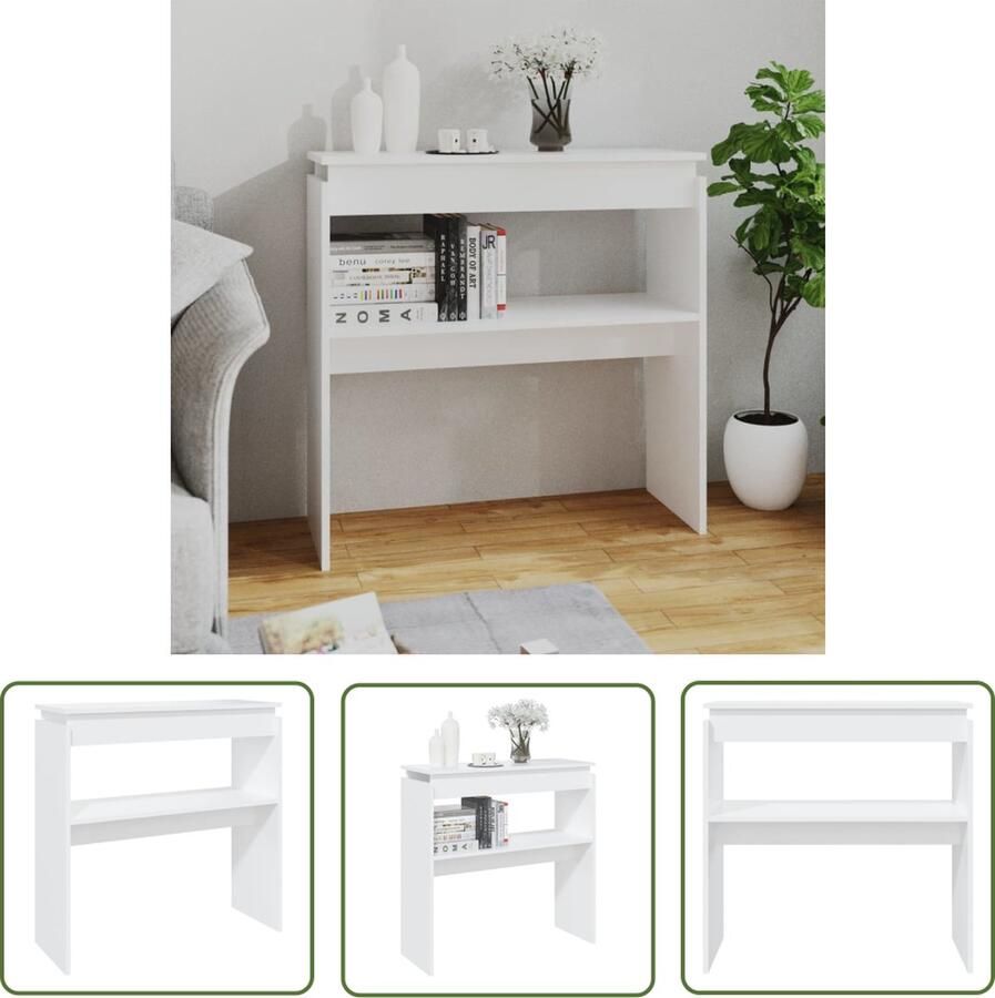 The Living Store Consoletafel s Hall 80 x 30 x 80 cm Wit Spaanplaat Consoletafel Bijzettafel Wandtafel Houten Tafel Witte Tafel - Foto 2
