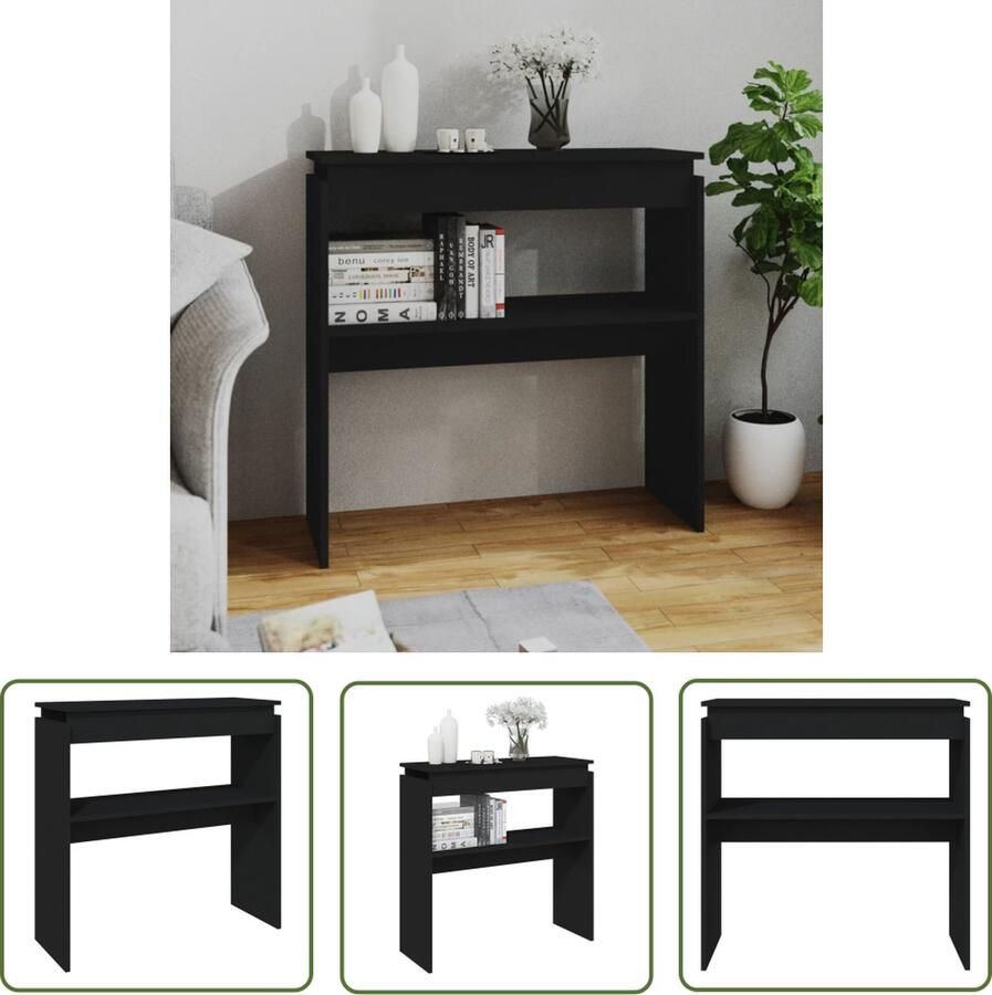 The Living Store Consoletafel Gangtafel 80 x 30 x 80 cm Zwart spaanplaat Consoletafel Bijzettafel Wandtafel Houten Tafel Zwarte Tafel - Foto 2