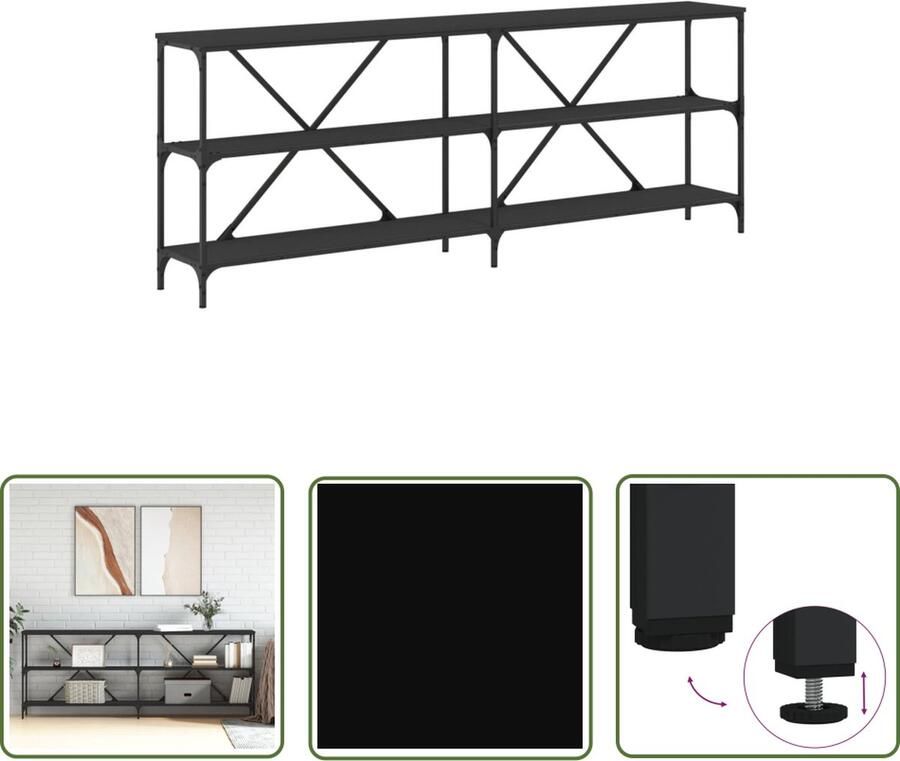 The Living Store Wandtafel Basic 200x30x75 cm Zwart