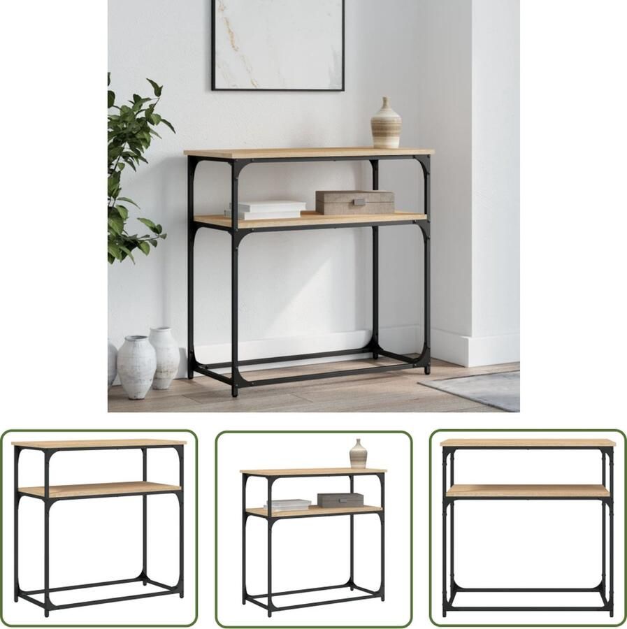 The Living Store Wandtafel Bruin Haltafel 75 x 35.5 x 75 cm Verstelbare poten Wandtafel Bruine Tafel Houten Tafel Bijzettafel Entreetafel - Foto 3