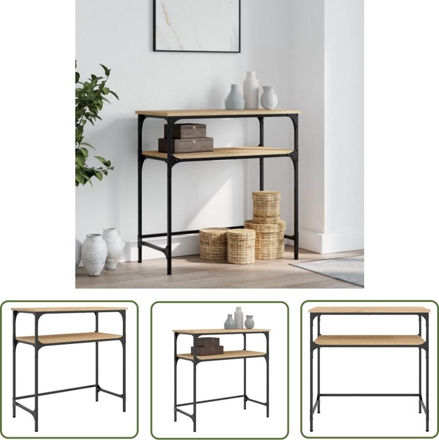 The Living Store Wandtafel Bruin Meubel 75 x 35.5 x 75 cm Duurzaam materiaal Wandtafel Houten Tafel Bruine Tafel Salontafel Entreetafel - Foto 2