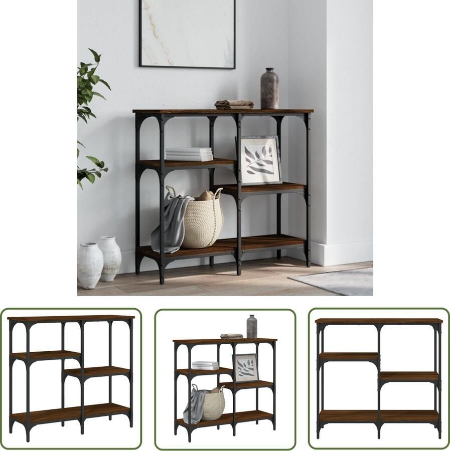 The Living Store Wandtafel Haltafel 80 x 29 x 75 cm Verstelbare poten Metalen frame Bruineiken Wandtafel Consoletafel Haltafel Bijzettafel Bruine Eiken - Foto 2