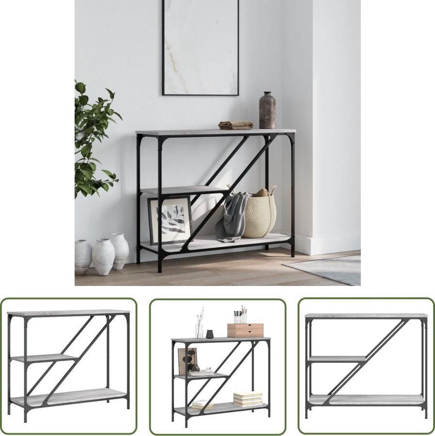 The Living Store Wandtafel 88 5x30x75 cm bewerkt hout grijs sonoma eikenkleurig Wandtafel Consoletafel Haltafel Bijzettafel Bewerkthout - Foto 2