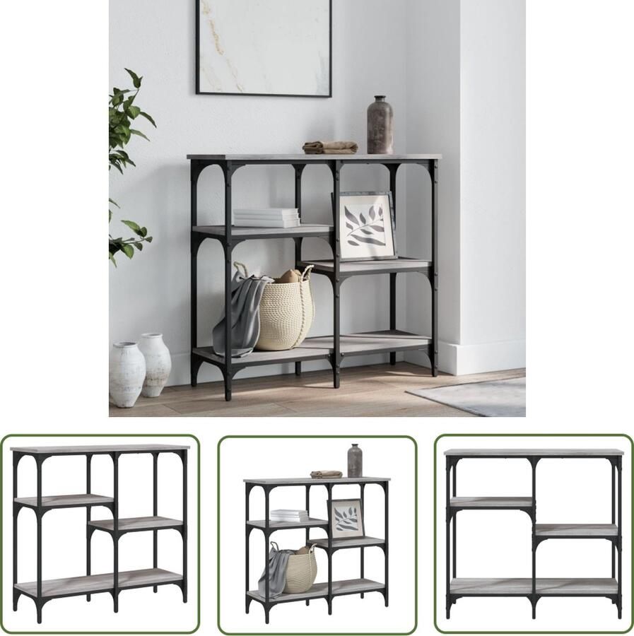 VidaXL The Living Store Wandtafel 80x29x75 cm bewerkt hout grijs sonoma eikenkleurig Wandtafel Industrieel Grijze Tafel Houten Tafel Salontafel - Foto 2