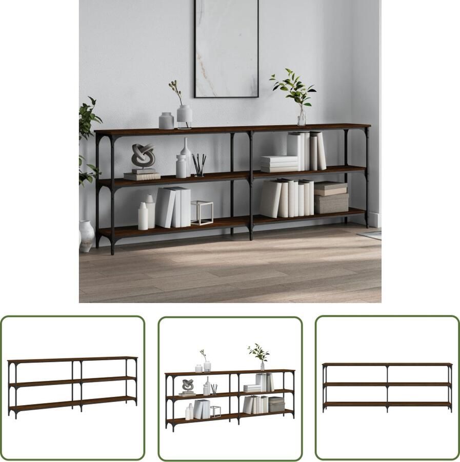 The Living Store Wandtafel IndustriÃle Stijl 200x29x75 cm Bruineiken