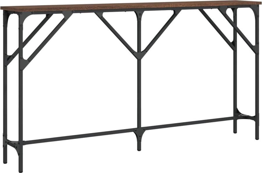 VidaXL Wandtafel 140x23x75 cm bewerkt hout bruin eikenkleur Wandtafel Houten Wandtafel Bruine Wandtafel Salontafel Entreetafel - Foto 2