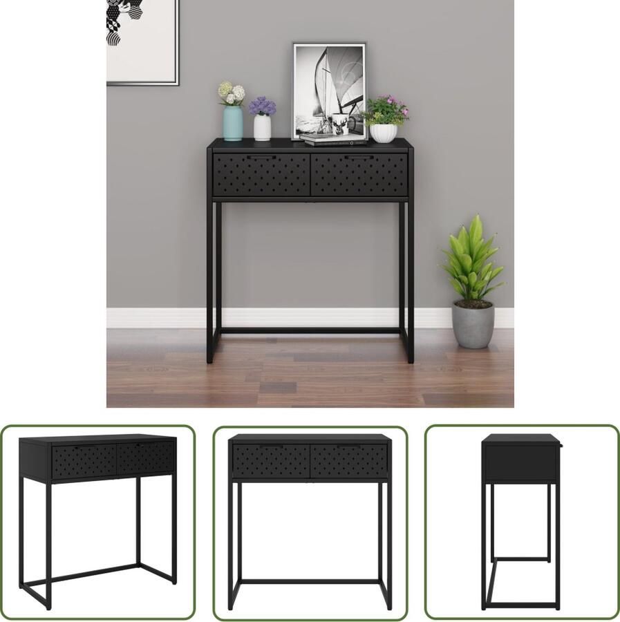 The Living Store Wandtafel Industrieel Staal 72 x 35 x 75 cm Zwart - Foto 3