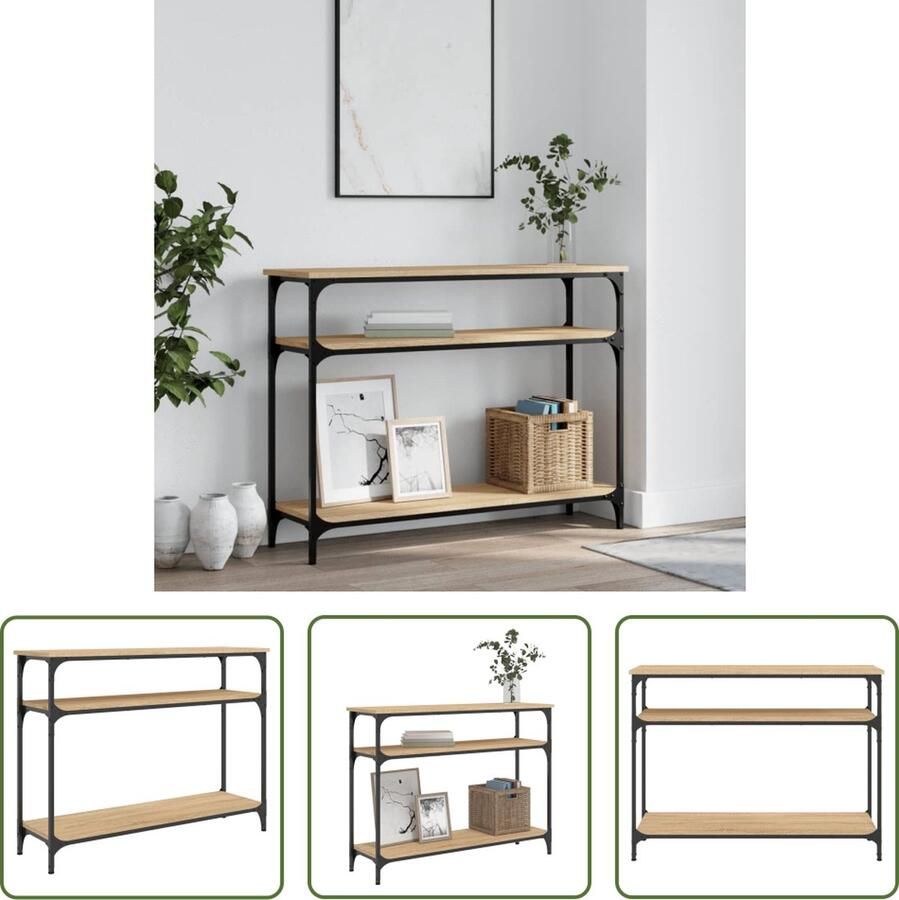 The Living Store Wandtafel Industriële Stijl 100 x 29 x 75 cm Sonoma Eiken Montage vereist
