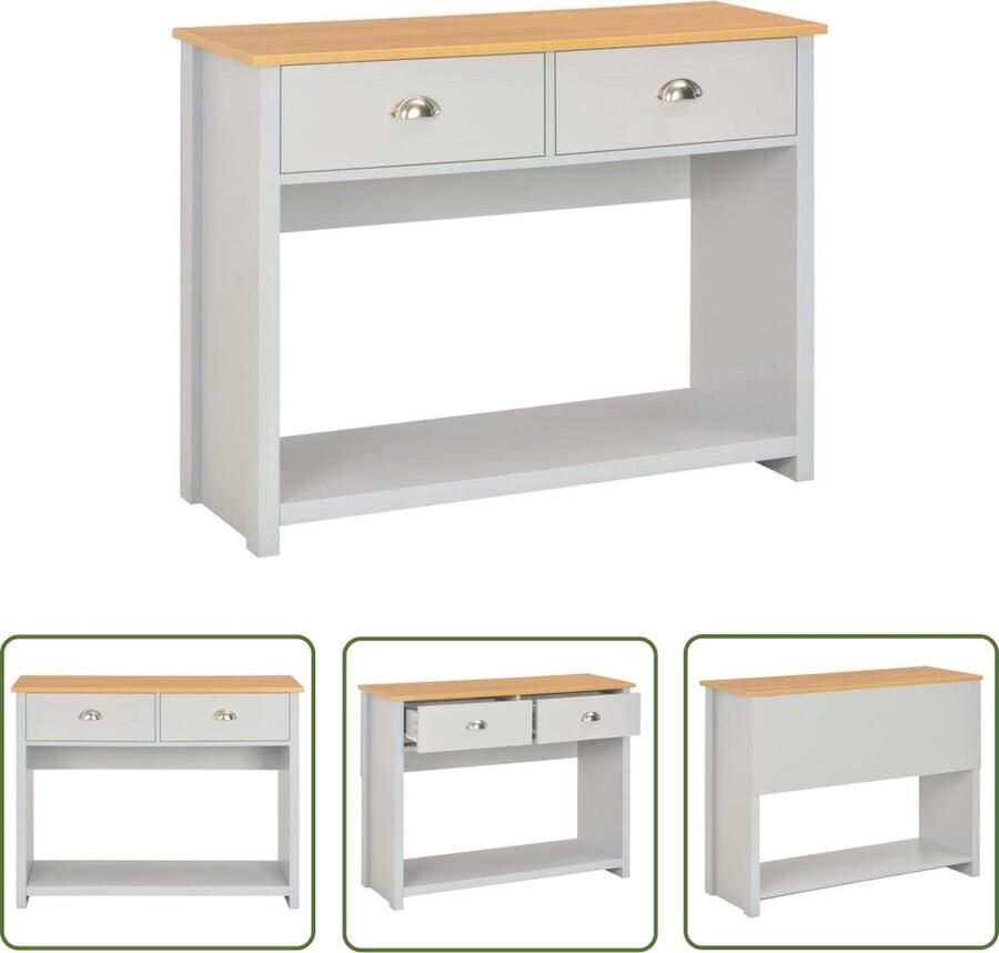 The Living Store Wandtafel Klassiek Bewerkt hout met melamine 97 x 35 x 76 cm Grijs natuurlijk Wandtafel Salontafel Bijzettafel Houten Tafel Grijze Tafel