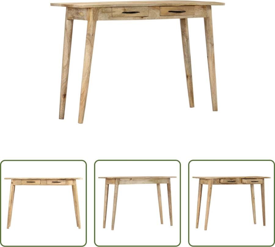 The Living Store Wandtafel Klassiek Massief Mangohout 115x40x75cm Met 2 Lades