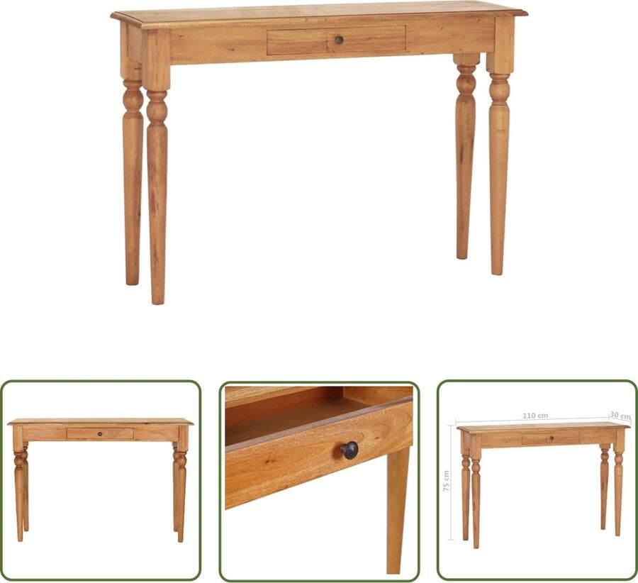 The Living Store Wandtafel Mahoniehout Klassiek 110 x 30 x 75 cm Montage vereist Wandmontage vereist - Foto 2