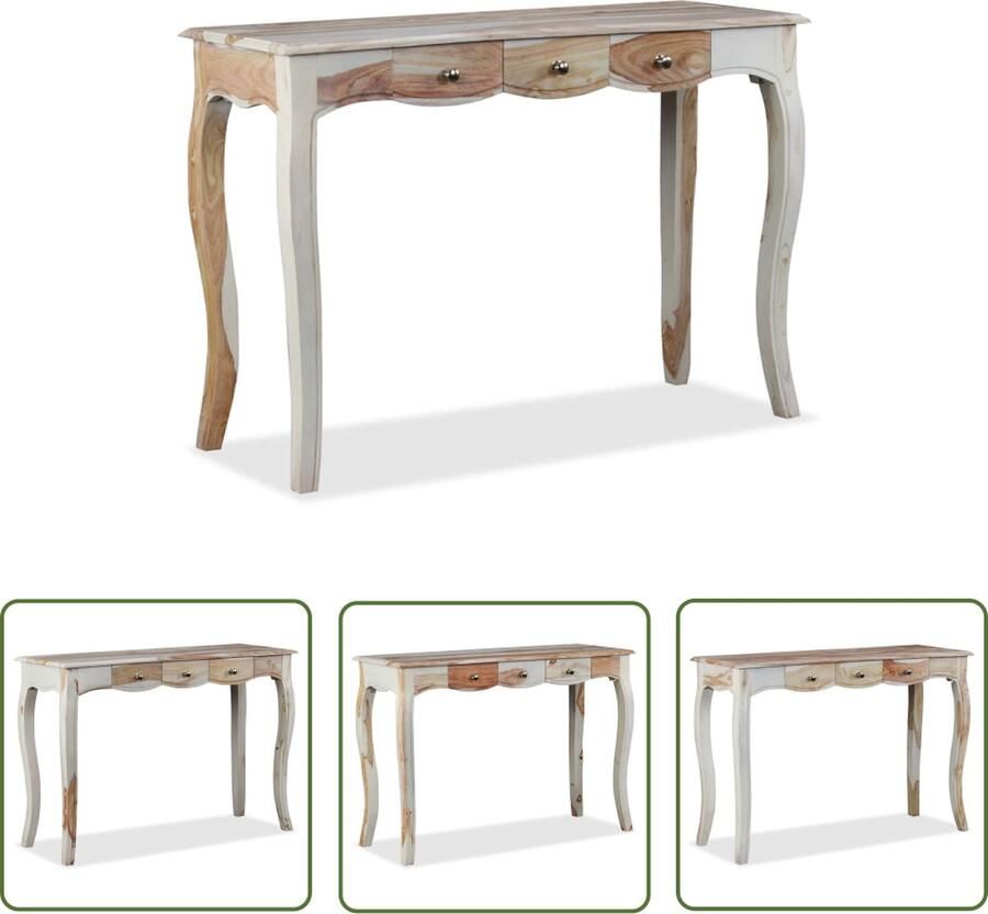 The Living Store Wandtafel met 3 lades 110x40x76 cm massief sheeshamhout Wandtafel Salontafel Bijzetkast Sheeshamhouten Meubilair Vintage Kast - Foto 2