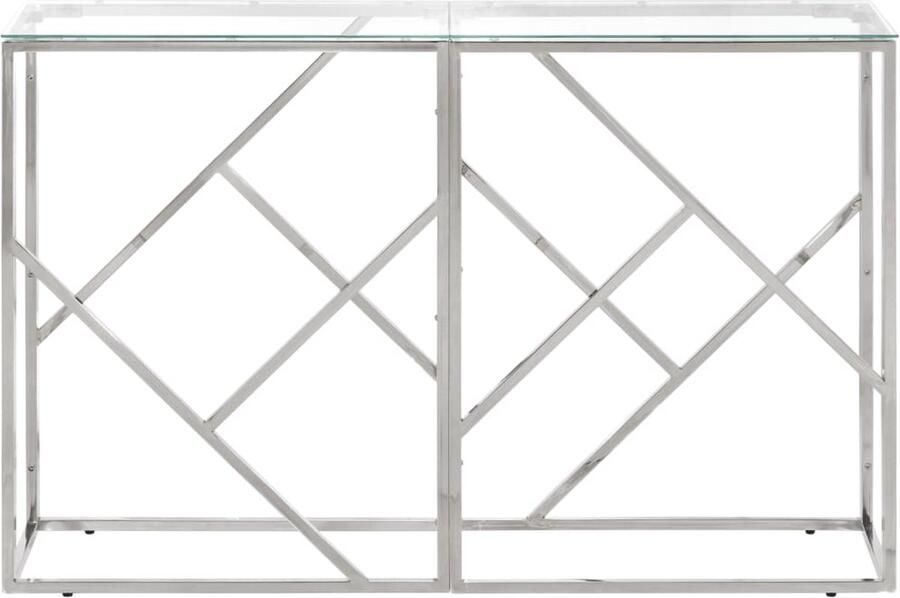 The Living Store Wandtafel roestvrijstaal en gehard glas zilverkleurig Wandtafel Salontafel Entreetafel Consooltafel Roestvrijstaal