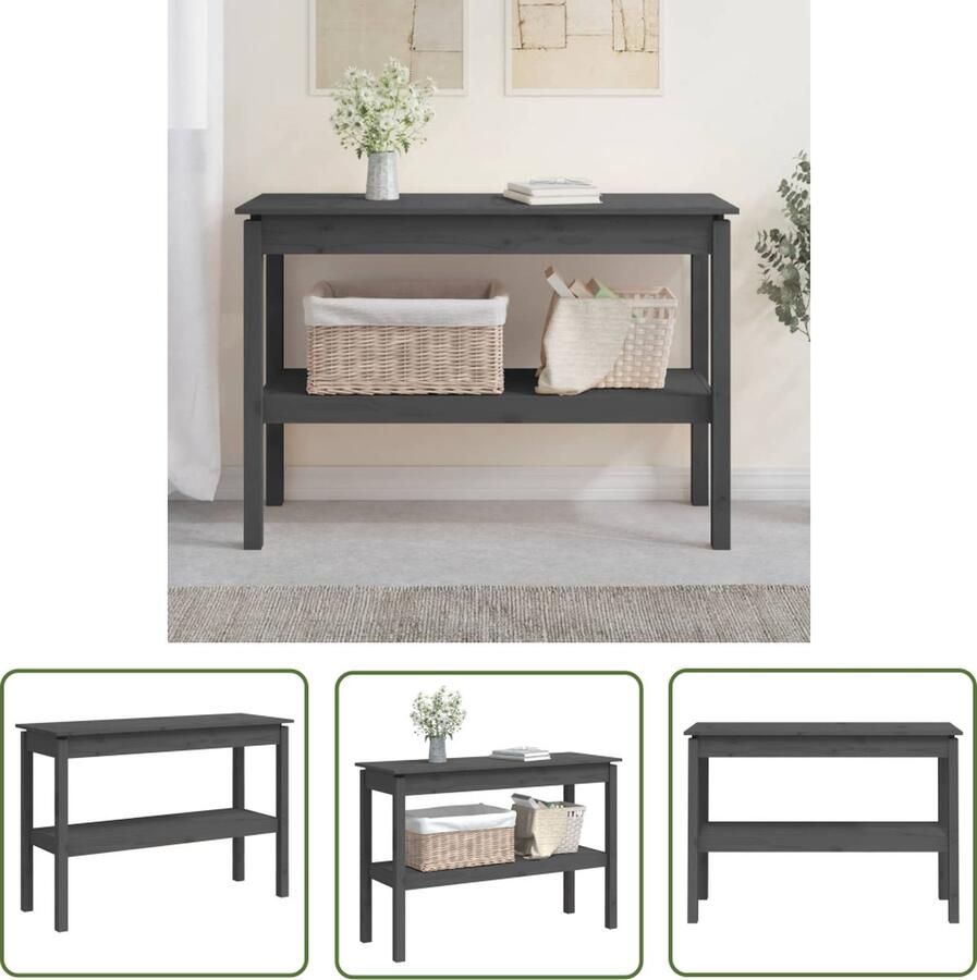 The Living Store Wandtafel Serene Hout 110 x 40 x 75 cm Grijs Wandtafel Salontafel Bijzetkast Grenoble Hout Grijze Kleuren - Foto 2