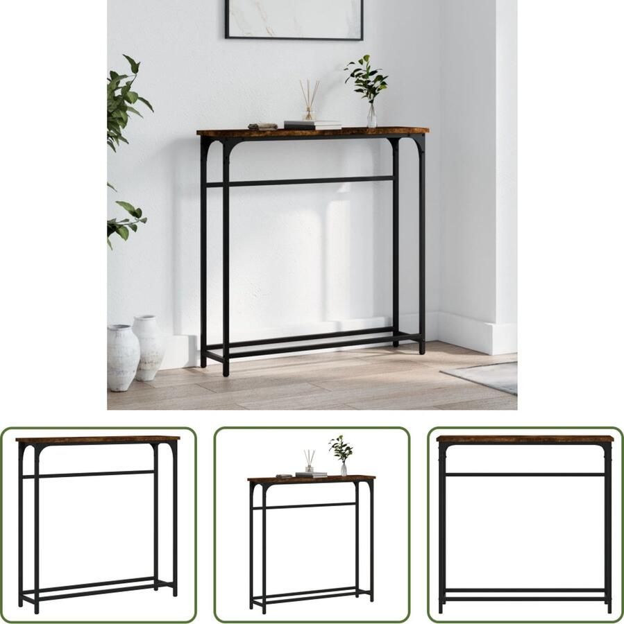 The Living Store Wandtafel Smoked Oak Haltafel 75 x 19.5 x 75 cm Verstelbare poten Wandtafel Haltafel Eettafel Houten Tafel Bruine Tafel Industrieel Design Vintage Tafel Living Room Furniture