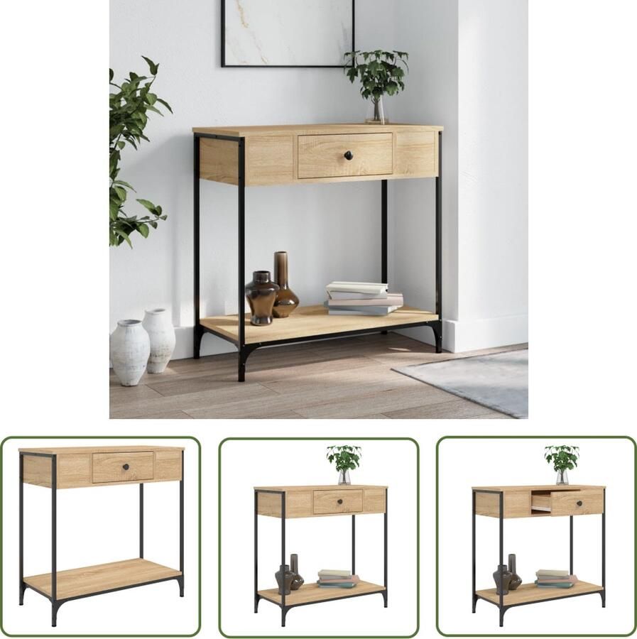 VidaXL Wandtafel Wandtafels Bijzettafel Console Tafel Wandtafel 75x34 5x75 cm bewerkt hout sonoma eikenkleurig